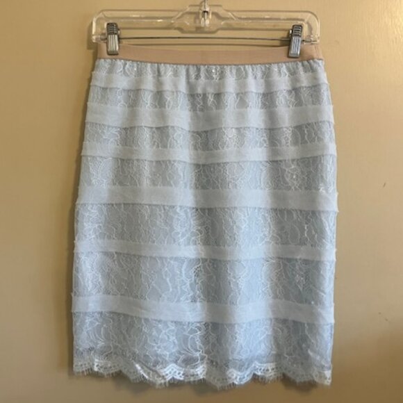 Baby Blue Lace Tiered Skirt - Picture 1 of 6